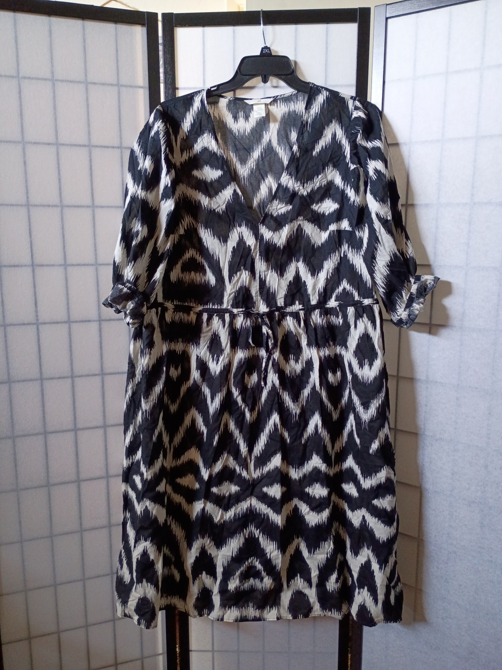 H&M Black and White Ikat Midi Dress